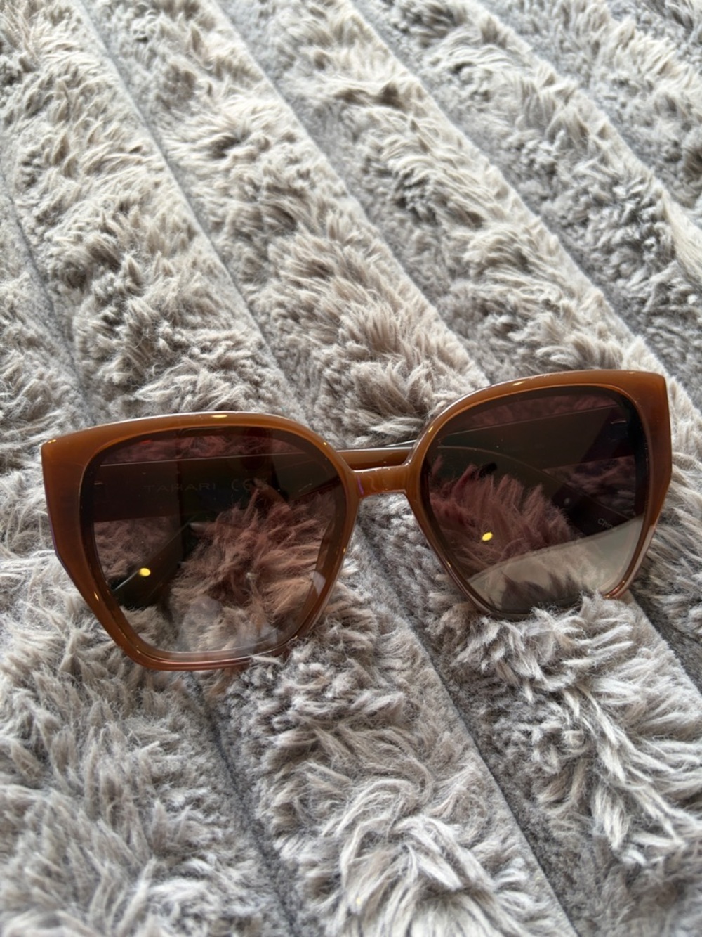 Tahari Oversized Cat-Eye Sunglasses in Brown